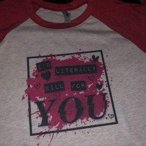 YOU Red Sleeve Raglan Medium Valentines Day